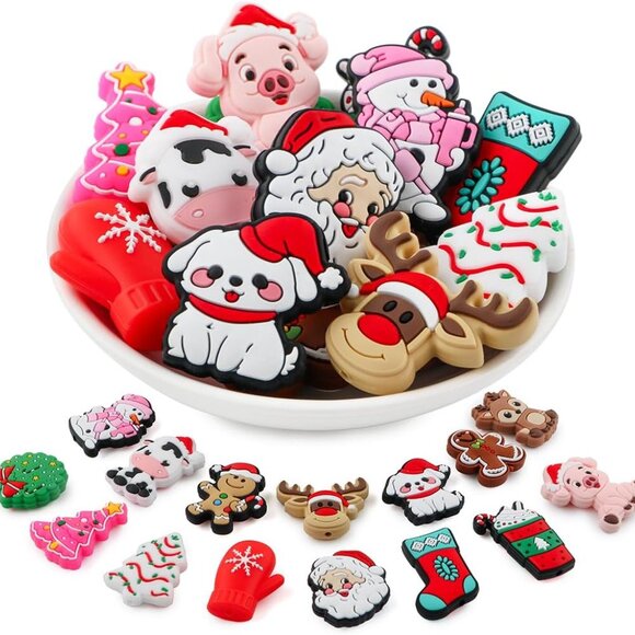 Christmas 15Pc Silicone Focal Beads for DIY Beadable Pens Keychain Making gifts - Picture 1 of 3